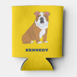 Engelse Bulldog Illustration Personalized Blikjeskoeler