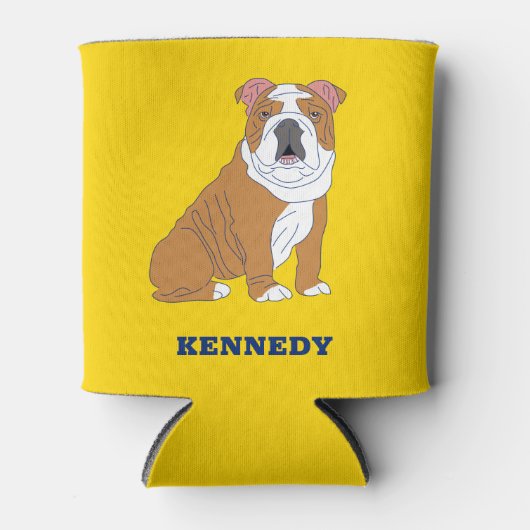 Engelse Bulldog Illustration Personalized Blikjeskoeler (Voorkant)