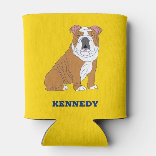 Engelse Bulldog Illustration Personalized Blikjeskoeler (Achterkant)