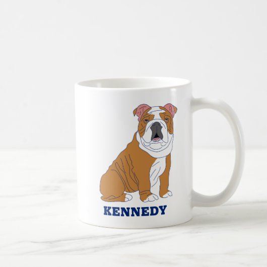 Engelse Bulldog Illustration Personalized Koffiemok (Rechts)