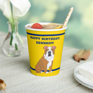 Engelse Bulldog Illustration Personalized Party Papieren Bekers