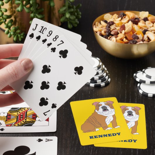 Engelse Bulldog Illustration Personalized Pokerkaarten (Insitu)