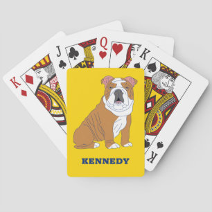 Engelse Bulldog Illustration Personalized Pokerkaarten