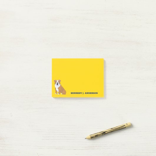 Engelse Bulldog Illustration Personalized Post-it® Notes (Op bureau)