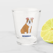 Engelse Bulldog Illustration Personalized Shot Glas (Voorkant)