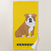 Engelse Bulldog Illustration Personalized Strandlaken (Voorkant)
