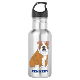 Engelse Bulldog Illustration Personalized Waterfles