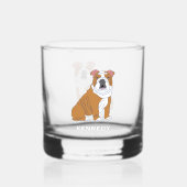 Engelse Bulldog Illustration Personalized Whisky Glas (Achterkant)
