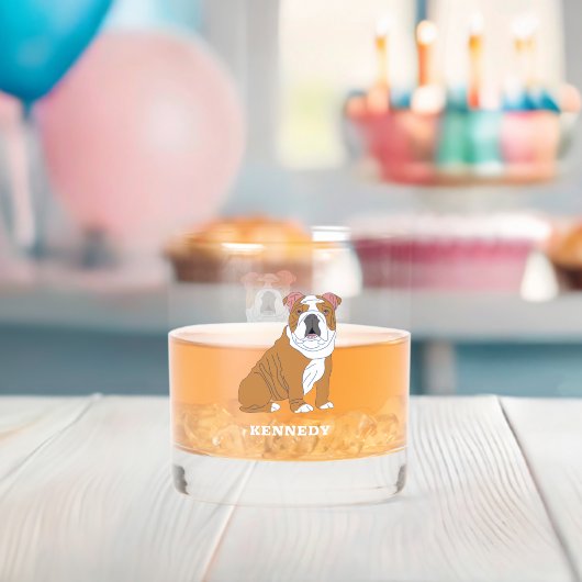 Engelse Bulldog Illustration Personalized Whisky Glas (Insitu (Baby Shower))