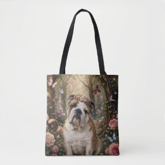 ENGELSE BULLDOG IN BETOVERD BOS TOTE BAG