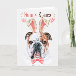 Engelse Bulldog in Bunny Ears for Paaster Feestdagen Kaart
