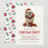 Engelse Bulldog in een Kerstmanhoed Honden Kerstfe Kaart (Voorkant / Achterkant)
