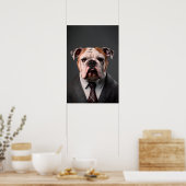 Engelse Bulldog in een Suit | Mijn Bulldog Boss Poster (Keuken)