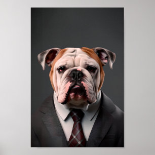Engelse Bulldog in een Suit Mijn Bulldog Boss Poster