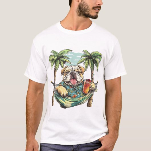Engelse Bulldog in Hawaiaanse Top (Voorkant)