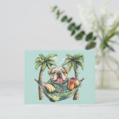 Engelse Bulldog in Hawaiaanse Top Briefkaart (Staand voorkant)