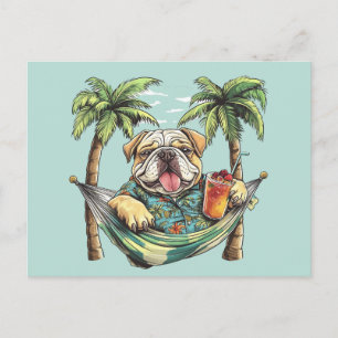 Engelse Bulldog in Hawaiaanse Top Briefkaart