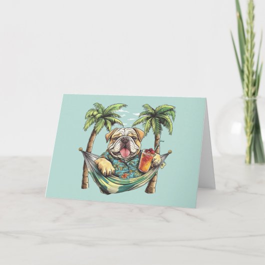 Engelse Bulldog in Hawaiaanse Top Kaart (Voorkant)