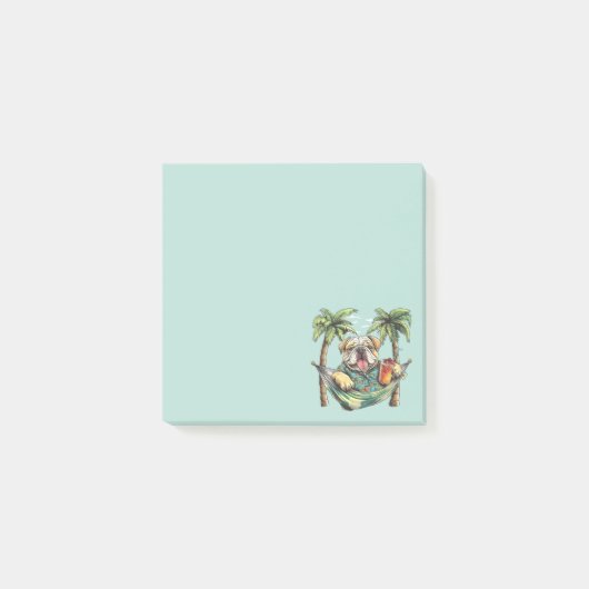 Engelse Bulldog in Hawaiaanse Top Post-it® Notes (Voorkant)