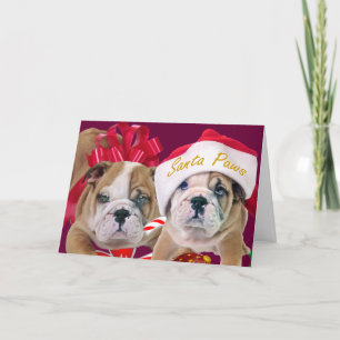Engelse Bulldog in kerstkleding Kaarten