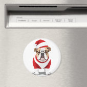 Engelse Bulldog in Santa Costume Schattig Grappig Magneet (Insitu (Vaatwasser))