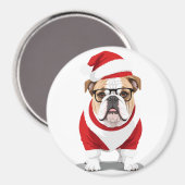 Engelse Bulldog in Santa Costume Schattig Grappig Magneet (Voorkant / Achterkant)