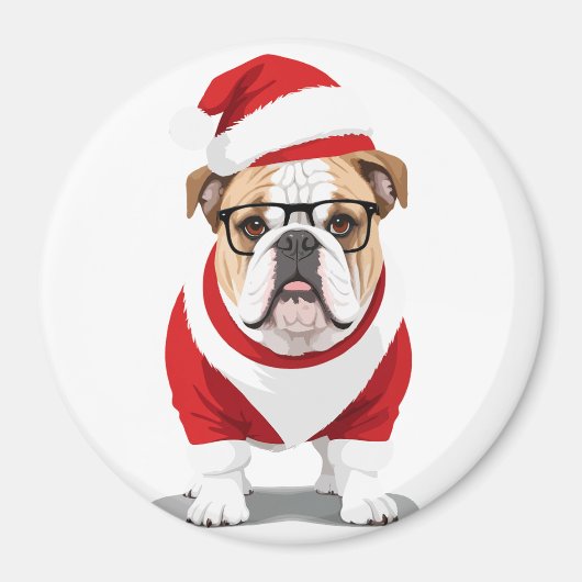 Engelse Bulldog in Santa Costume Schattig Grappig Magneet (Voorkant)