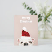 Engelse Bulldog in Santa Hat Feestdagenkaart (Staand voorkant)