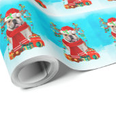 Engelse Bulldog in sneeuw met kerstcadeaus Cadeaupapier (Rol Hoek)