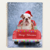Engelse Bulldog in Snow, die met Kerstmis rondloop Planner (Voorkant)