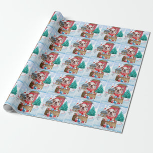 Engelse Bulldog in snow-kersthondenhuis Cadeaupapier