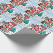 Engelse Bulldog in snow-kersthondenhuis Cadeaupapier (Hoek)