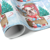 Engelse Bulldog in snow-kersthondenhuis Cadeaupapier (Rol Hoek)