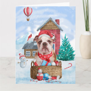 Engelse Bulldog in snow-kersthondenhuis Kaart