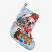 Engelse Bulldog in snow-kersthondenhuis Kleine Kerstsok (Voorkant (Hangend))