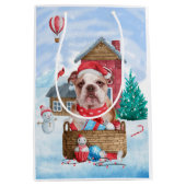 Engelse Bulldog in snow-kersthondenhuis Medium Cadeauzakje (Voorkant)