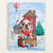 Engelse Bulldog in snow-kersthondenhuis Planner (Voorkant)
