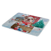 Engelse Bulldog in snow-kersthondenhuis Snijplank (Hoek)