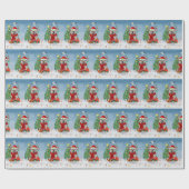 Engelse Bulldog in Snow met kerstcadeaus Cadeaupapier (Vlak)