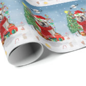 Engelse Bulldog in Snow met kerstcadeaus Cadeaupapier (Rol Hoek)