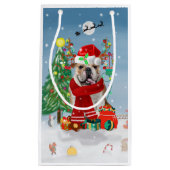 Engelse Bulldog in Snow met kerstcadeaus Klein Cadeauzakje (Voorkant)