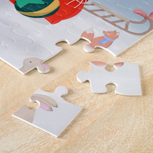 Engelse Bulldog in Snow met kerstcadeaus Legpuzzel (Zijkant)