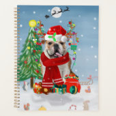 Engelse Bulldog in Snow met kerstcadeaus Planner (Voorkant)