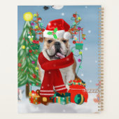 Engelse Bulldog in Snow met kerstcadeaus Planner (Achterkant)