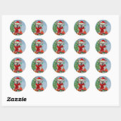 Engelse Bulldog in Snow met kerstcadeaus Ronde Sticker (Vel)