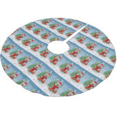 Engelse Bulldog in Snow met kerstcadeautje Throw Kerstboom Rok (Gekanteld)