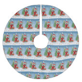 Engelse Bulldog in Snow met kerstcadeautje Throw Kerstboom Rok (Voorkant)