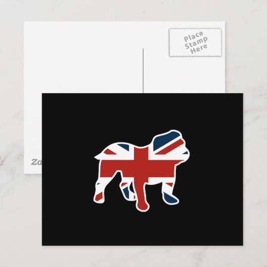 Engelse Bulldog in Union Jack Flag Briefkaart (Voorkant / Achterkant)
