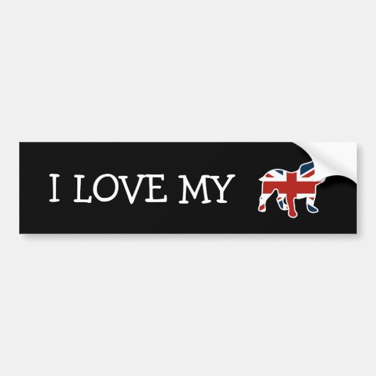 Engelse Bulldog in Union Jack Flag Bumpersticker (Voorkant)