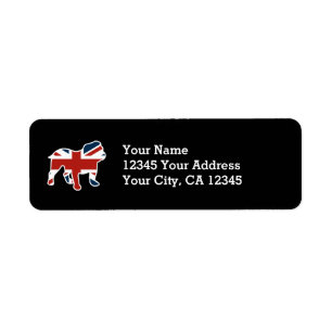 Engelse Bulldog in Union Jack Flag Etiket